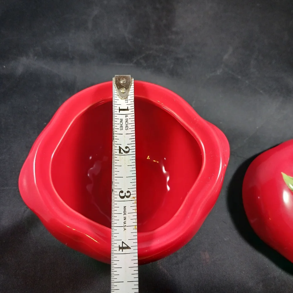 Vintage Tomato Shape Sugar/ Salt Jar Dish Small 4in x 4in